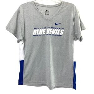 Duke Blue Devils Nike Shirt‎ Womens Large Gray V-Neck Side Panels College eam